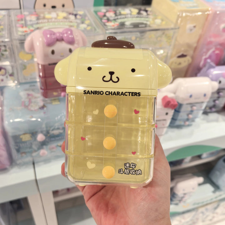 Hellokitty Cinnamoroll Kuromi Mini Dresser Storage Box 3 Layer Drawer Desktop Organizer Cute Jewelry Makeup Case For Girls