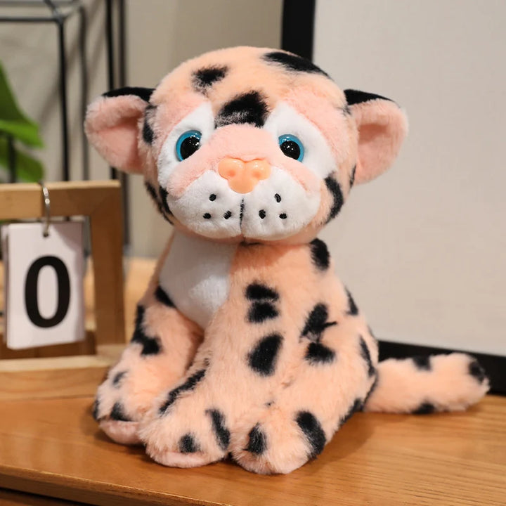 15cm Wildlife Snow Leopard Small Plush Toy Simulation Cheetah Stuffed Wild Animal Lifelike Pink Leopard Soft Dolls Cute Plushie