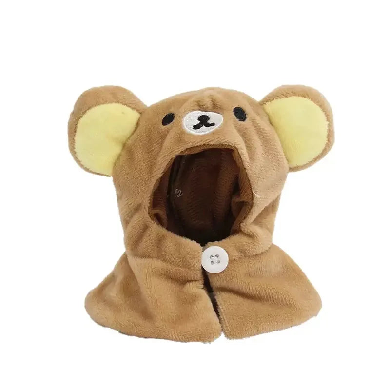 Kawai Self-deprecating Bear Rilakkuma Clothes for 10cm Cotton Doll Cute Cape Headwear Set Doll Accessory Changeable Cloak