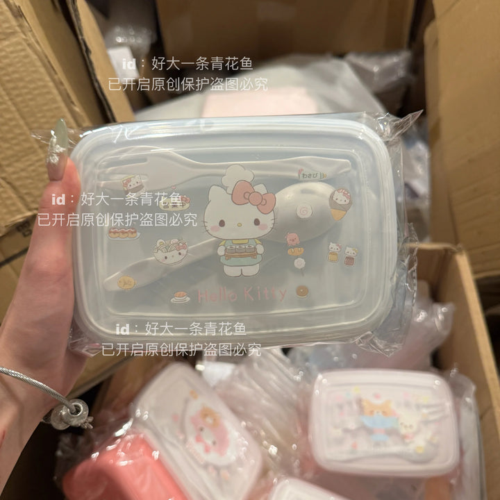 Genuine Sanrio My Melody Lunch Box Cartoon Cute Crisper Lunch Box Portable Fruit Box Student Lunch Box Girls Gifts