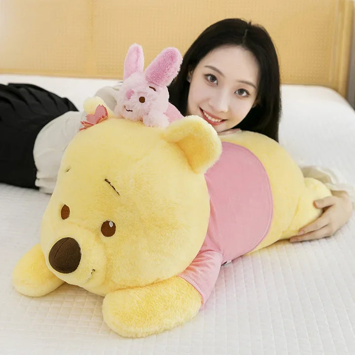 Disney Stitch Plush Toys Cartoon Anime Plushie Winnie Dolls Sleeping on The Stomach Pillow Soft Stuffed Xmas Gift for Kid