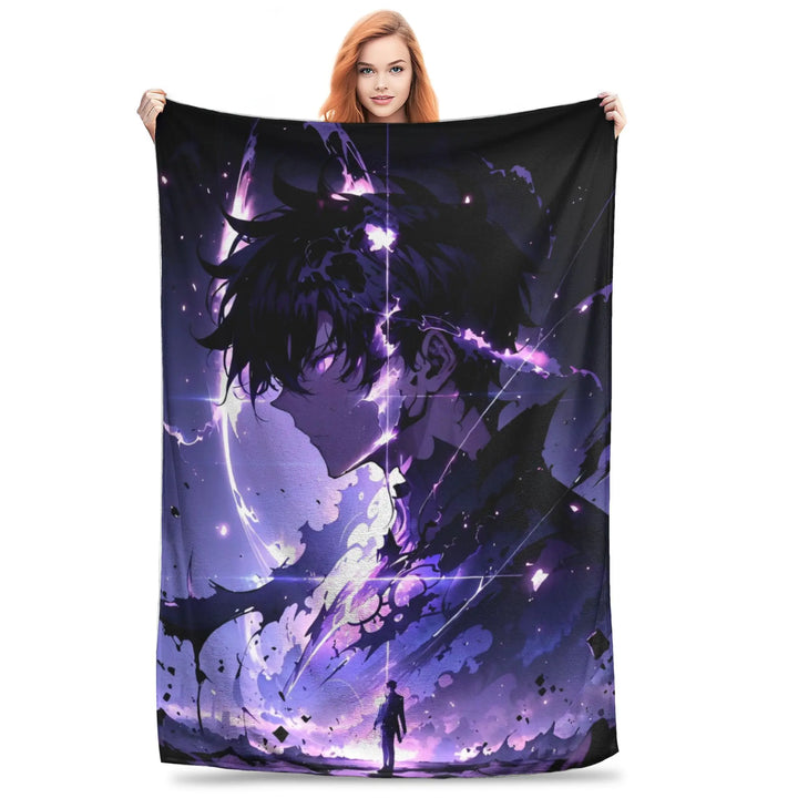 Solo S-ung Jin-woo Leveling Flannel Blankets Anime Funny Throw Blankets for Home 125*100cm Bedspread