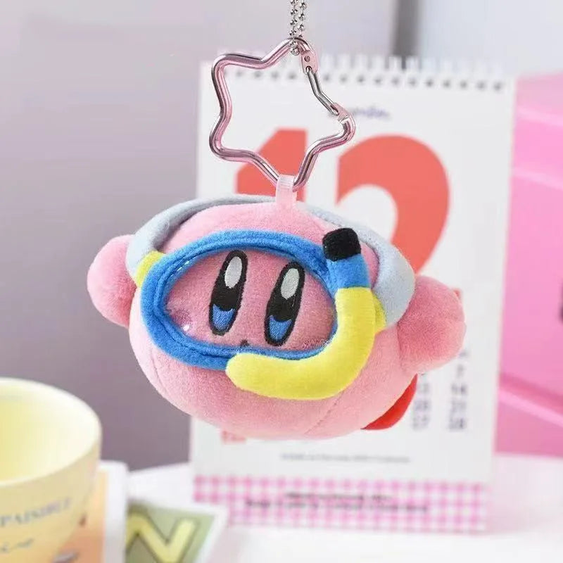 Anime Cartoon Diving Star Kirby Stuffed Doll Toy Swimming Kirby Plush Keychain Decoration Accessories Kawaii Pendant Great Gift