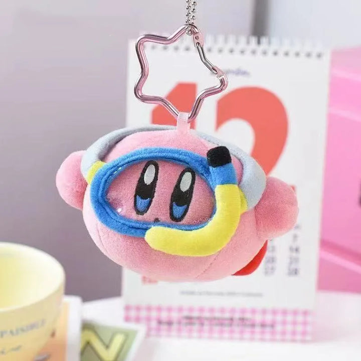 Anime Cartoon Diving Star Kirby Stuffed Doll Toy Swimming Kirby Plush Keychain Decoration Accessories Kawaii Pendant Great Gift