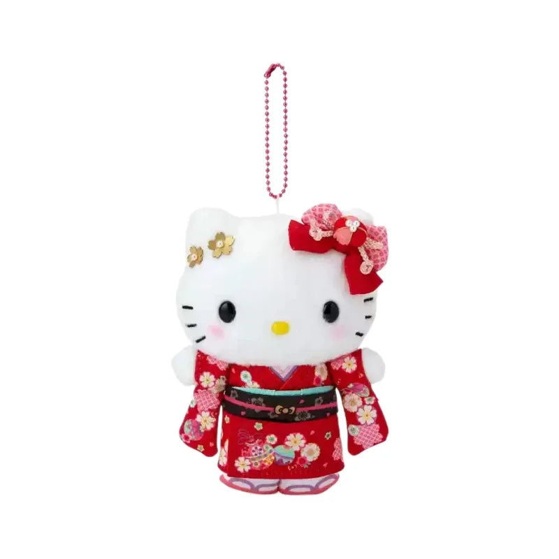 Sanrio Kuromi My Melody Kawaii Cartoon Plush Toys Keychain Kimono Hello Kitty Backpack Pendant Decoration Girls Birthday Gift