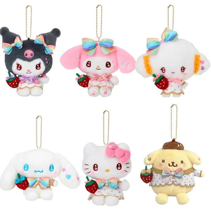 Kawaii Sanrio hello kitty  Cogimyun my melody Strawberry News 50th anniv Series anime plush Keychain Cute Backpack Pendant Gift
