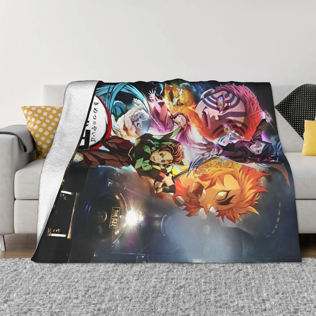 Demon Slayer Japanese Anime Blankets Coral Fleece Plush All Season Portable Soft Throw Blanket for Home Travel Bedding Throws