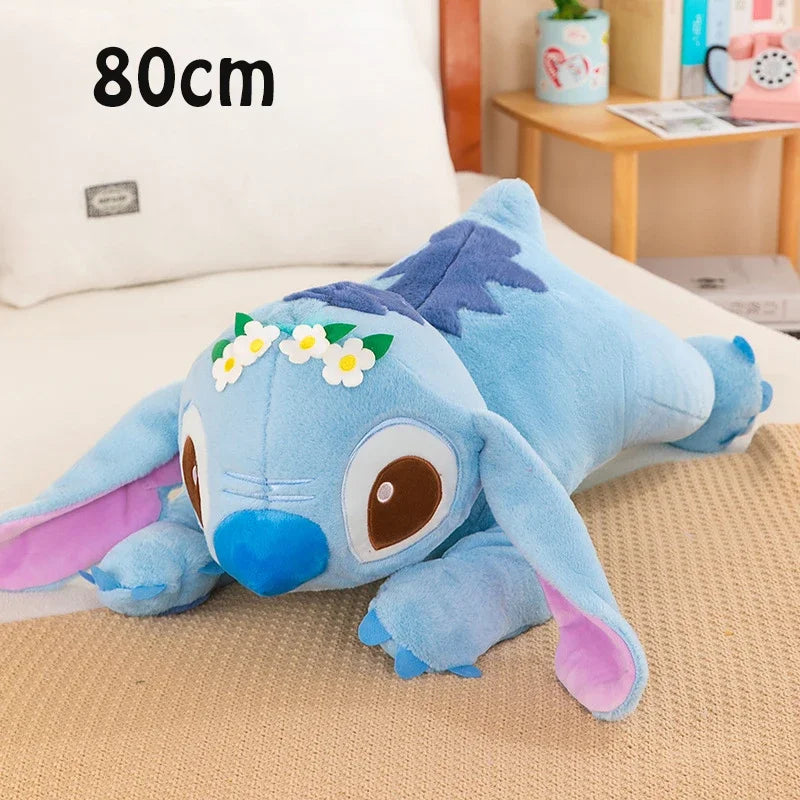 Lilo and Stitch Disney Plush Toys Prone Cute 55/80cm Anime Stich Doll Stuffed Plushie Angel Pillow Soft Gift for Children Kawaii