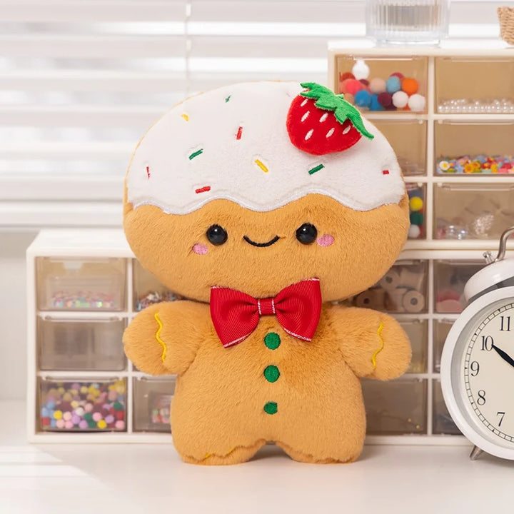 Kawaii Christmas Gingerbread Man Plush Toy Soft Gingerbread Man Plushie Baby Kids Christmas Gift Festival Decoration