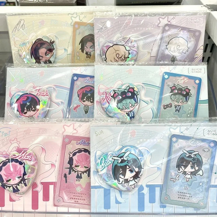 Official Anime Alien Stage Till Ivan Luka Sua Mizi Hyuna Cosplay Heart-Shaped Laser Badge Cartoon Card Emblem Cards Gift Toys