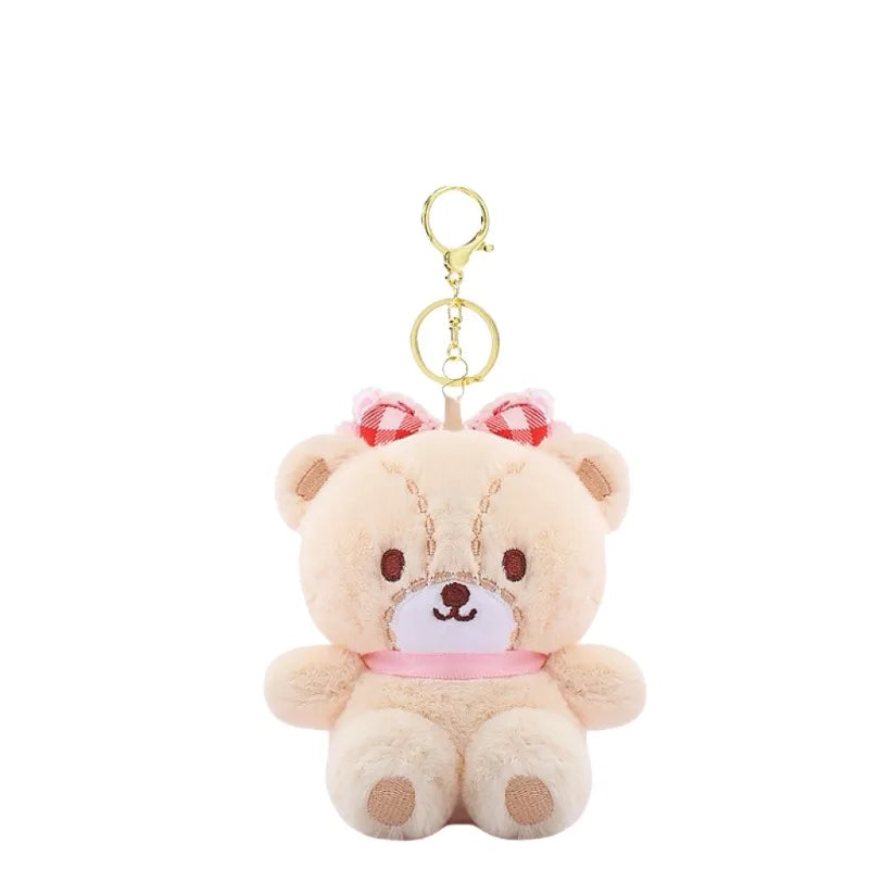12cm Anime Cartoon Sanrio KT Tiny Chum Little Cham Bear Keychain Hello Kitty Friends Plush Doll Bag Pendant Cartoon Girls Gift