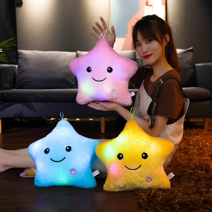Cute Led Light Star Pillow Stuffed Soft Star Luminous Throw Pillow Cushion With Colorful Light Child Girls Christmas Gift