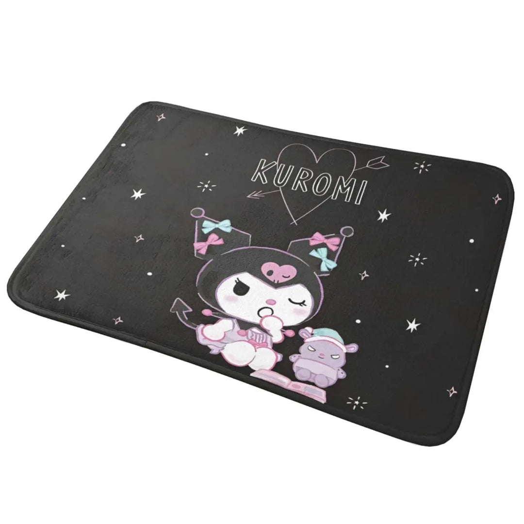 Black Kuromi My Melody Cartoon Memory Foam Bathroom Rugs Ultra Soft Non-Slip Carpet Bath Mat Water Absorbent for Shower Tub