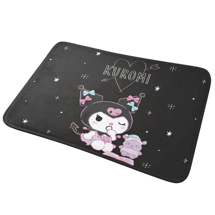Black Kuromi My Melody Cartoon Memory Foam Bathroom Rugs Ultra Soft Non-Slip Carpet Bath Mat Water Absorbent for Shower Tub