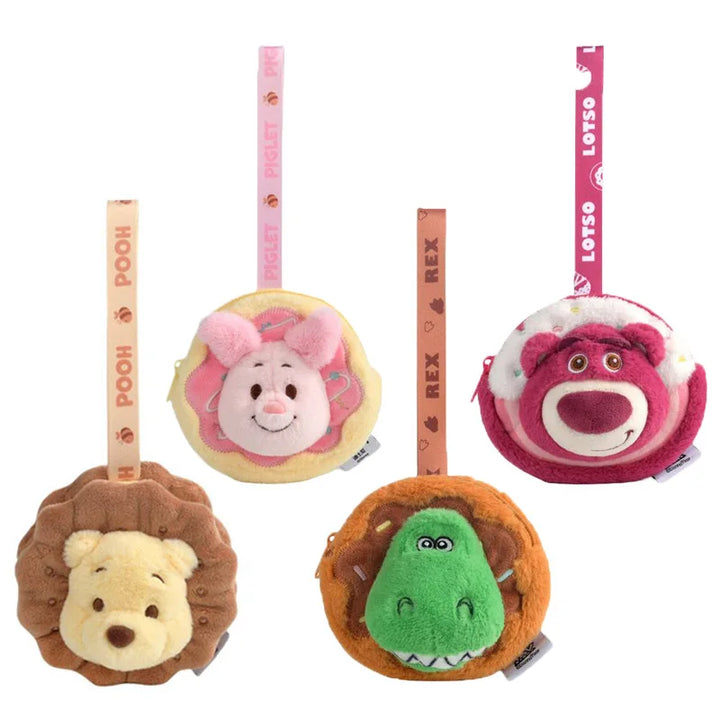 Disney Winnie The Pooh Piglet Plush Toys Kawaii Rex Coin Purse Wallet Keychain Cartoon Earphone Bag Backpack Pendant Friend Gift