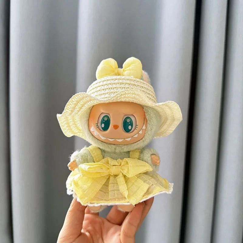 17cm Labubu Idol Dolls Plush Doll'S Strawberry Skirt Cute Clothing Hoodie No Doll Outfit Accessories Korea Kpop Exo Girls Gift