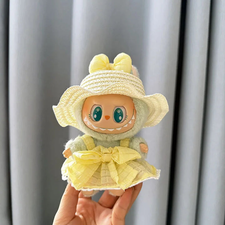 17cm Labubu Idol Dolls Plush Doll'S Strawberry Skirt Cute Clothing Hoodie No Doll Outfit Accessories Korea Kpop Exo Girls Gift