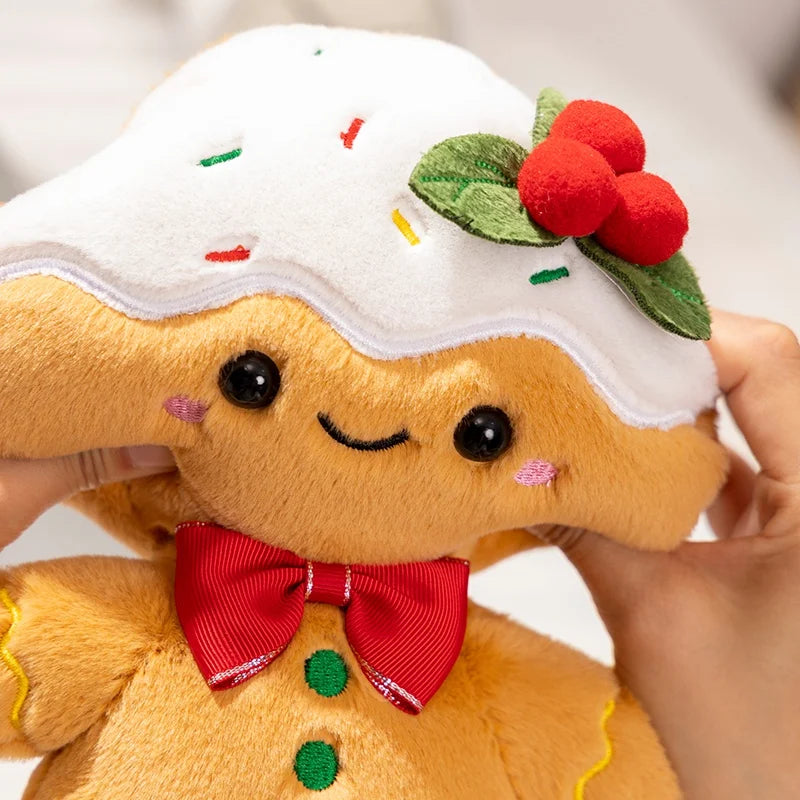 Kawaii Christmas Gingerbread Man Plush Toy Soft Gingerbread Man Plushie Baby Kids Christmas Gift Festival Decoration