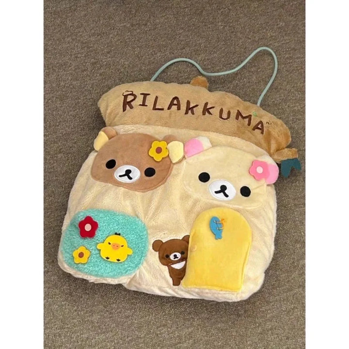 Cartoon Rilakkuma‌Plush Wall-Hanging Home Door Storage Hanging Bag Soft Bedroom Decoration Pendant Children's Christmas Gift