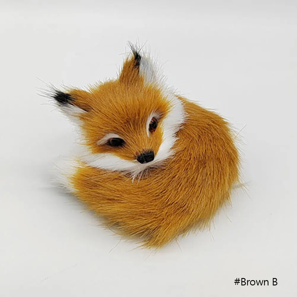 Cute Imitation Fox Ornaments Simulation Mini Squatting Squirrel Model Children Birthday Gifts Home Decor Plush Figures Craft