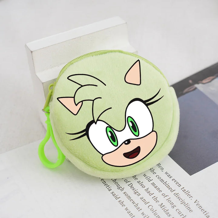 Sonics Plush Coin Zipper Purses Cute Anime Cartoon Printed Storage Bags Round Mini Wallet Anime Keychain Pouch Kid Birthday Gift