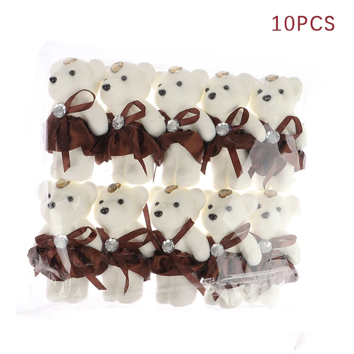 10PCS Small Teddy Bear Plush Doll Birthday Flower Bouquet Cartoon Bear Wedding Valentine's Day Decoration Christmas Gift Kid Toy
