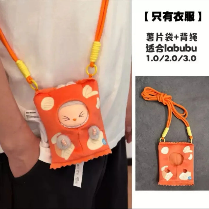 for Labubu 1-3 Gen 17cm Doll Outfits Milk Carton Onigiri Corn Chips & Ramen Bucket Set Bento Bag and Animal-Shaped Clothes