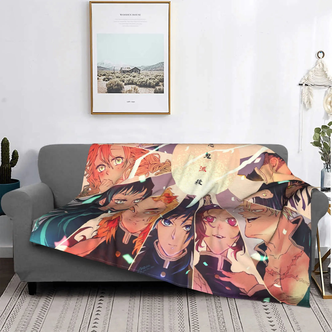 Demon Slayer Japanese Anime Blankets Coral Fleece Plush All Season Portable Soft Throw Blanket for Home Travel Bedding Throws
