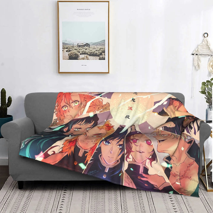 Demon Slayer Japanese Anime Blankets Coral Fleece Plush All Season Portable Soft Throw Blanket for Home Travel Bedding Throws
