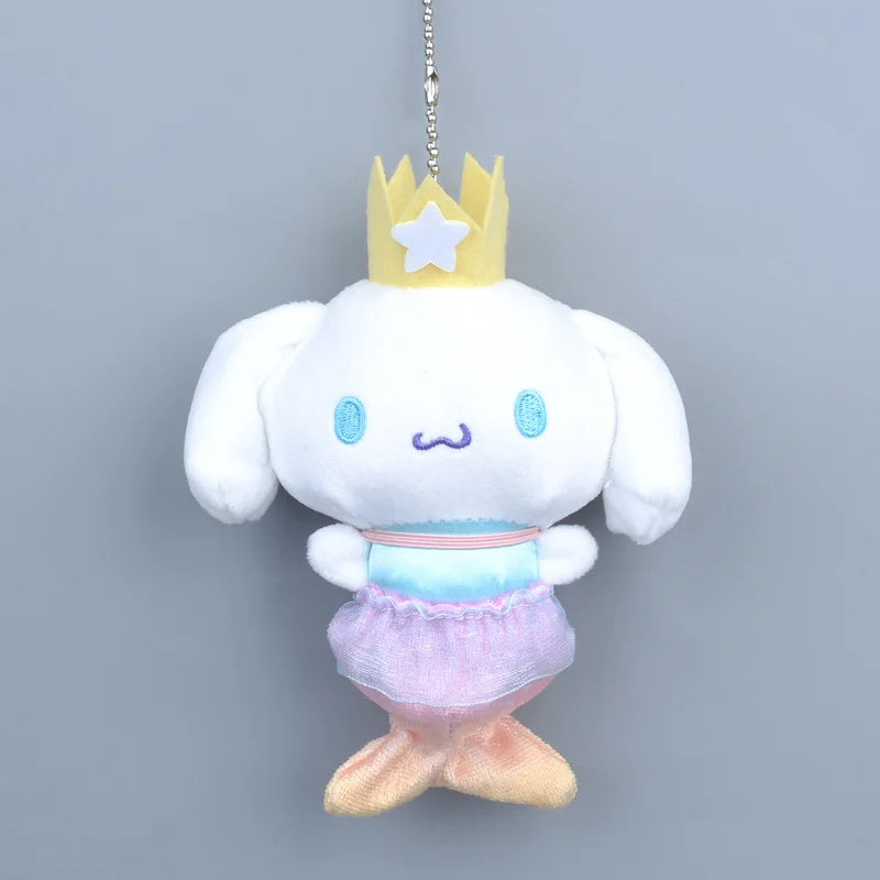 Kawaii Sanrio Kuromi Cinnamoroll Mermaid Cartoon My Melody Plush Toys Backpack Pendant Keychain Girls Birthday Creative Gifts