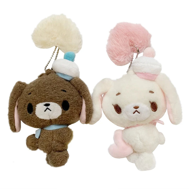 Sugarbunnies Plush Keychain Fluffy Heart Shirousa Kurousa Bunny Kawaii Cute Keychains Mascot Charm Key Chain Keyring Small Gifts