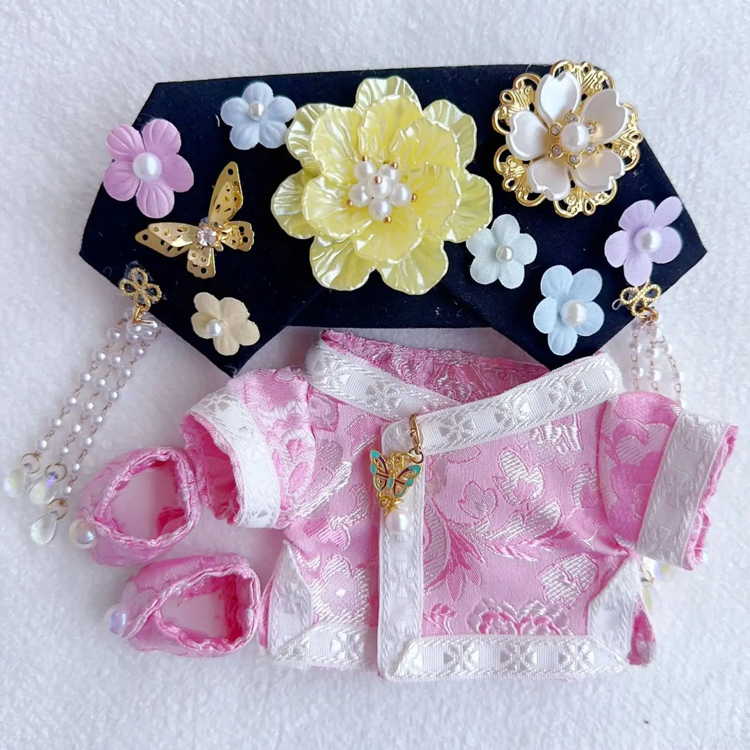 17cm Labubu Qipao Costume 1-3 Gen Fit Chinese Style Princess Outfits with Hairpieces Oriental Doll Clothes for Halloween Decor