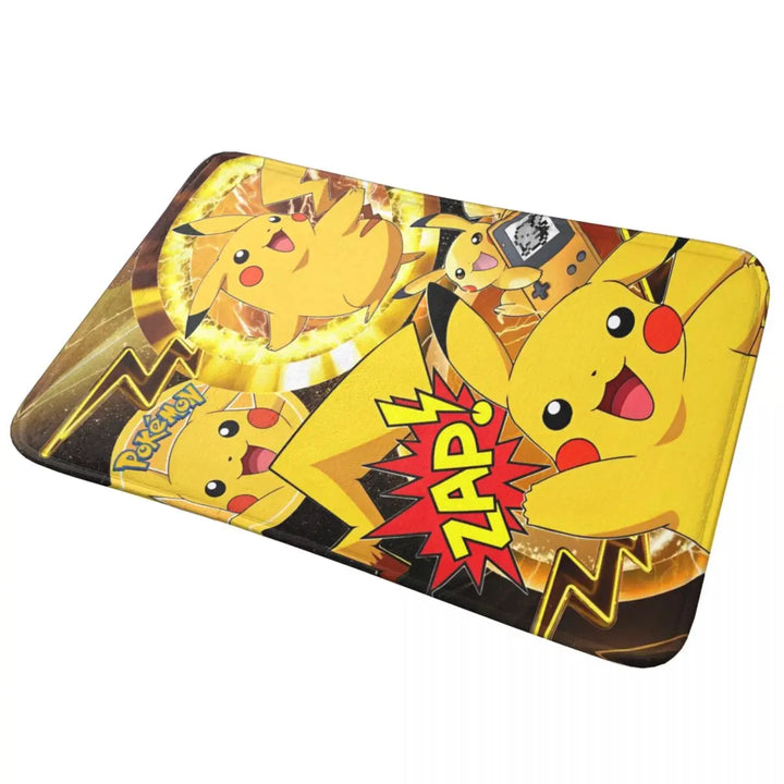 Pikachu Cartoon Anime Bathroom Rugs Mat Extra Soft and Absorbent Pokemon Bath Rugs Mats Carpet Non-Slip for Shower Tub