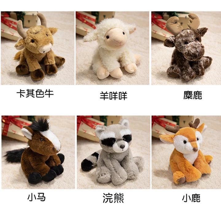 20cm Realistic Reindeer Plush Toys Deer Stuffed Forest Animal White Goat Soft Dolls Lifelike Bull Plush Toys Lamb Horse Plushie