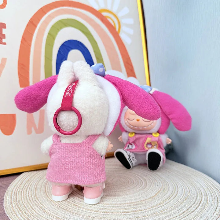 1st 2nd 3rd Gen Labubu Sitting Party Outfit Set Big Ears Pink Princess Cute Dress Up Pendant for Labubu Doll and 17cm Plush Doll