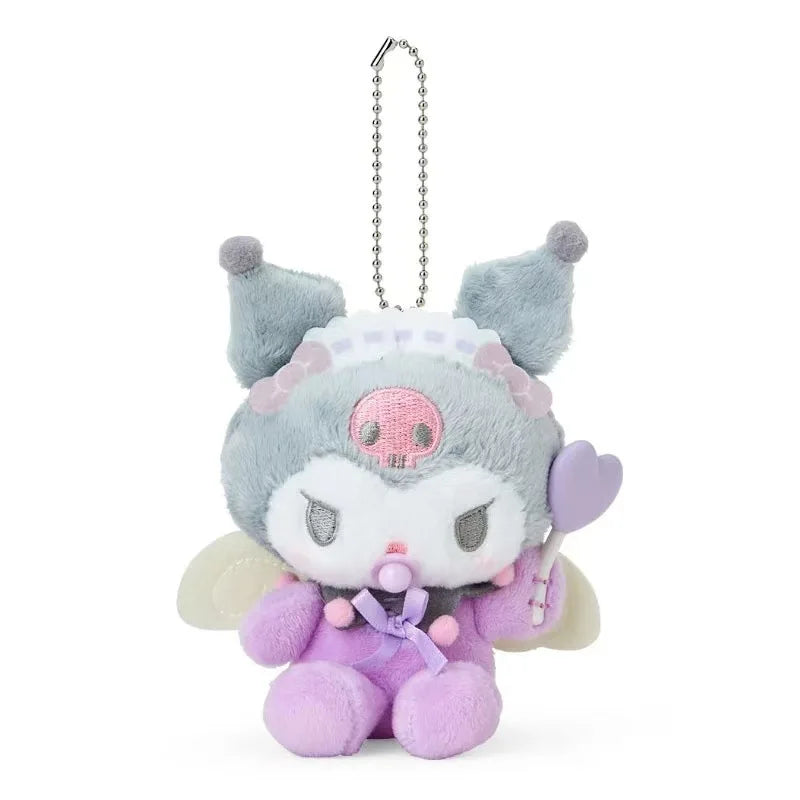 Sanrio Kuromi Hello Kitty Kawaii Cartoon Angel Baby Devil Pacifier Love Stick Keychain My Melody Plush Toy Backpack Pendant Gift