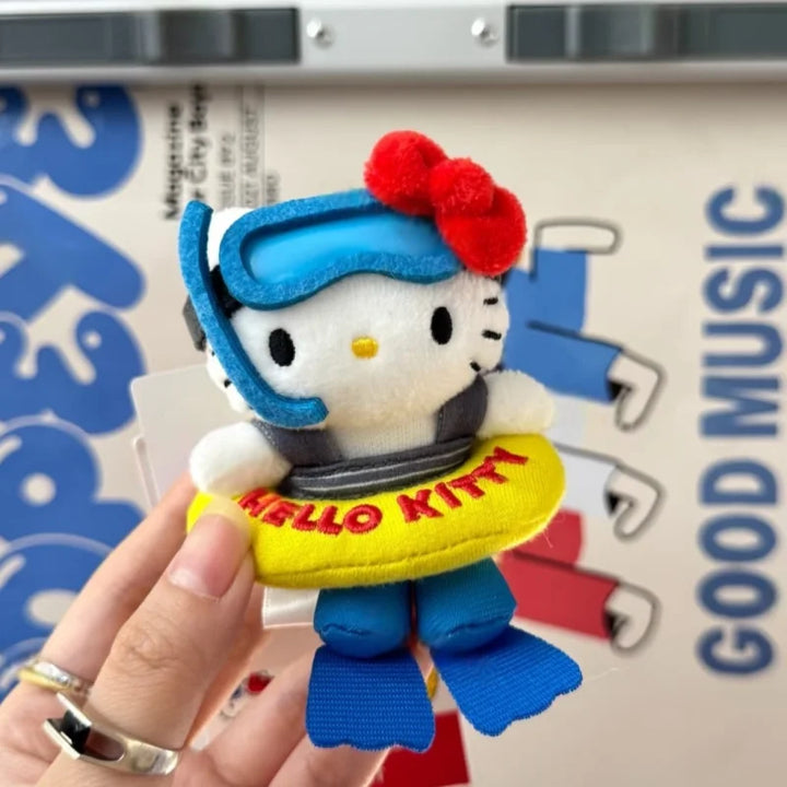 Sanrio Plush Keychain outdoor diving swimring series Cartoon Hello Kitty Plushies Toys Pendant Cute kuromi Doll  Holiday  gift