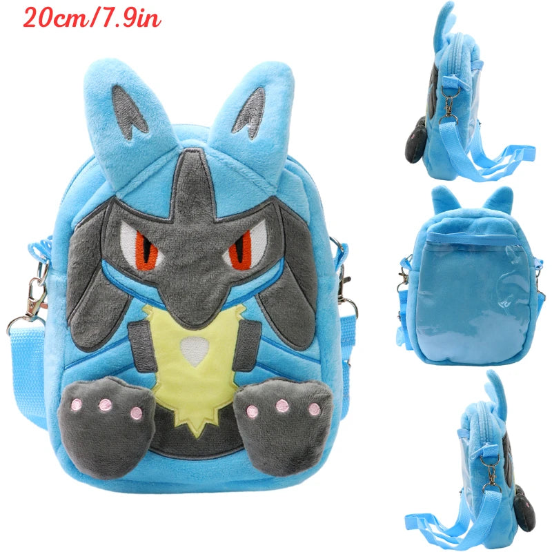 Kawaii Pokemon Pikachu Gengar Lucario Rowlet Plush Toys Bag Cute Anime Mimikyu Eevee Psyduck Peluche Dolls Shoulder Bags Gifts