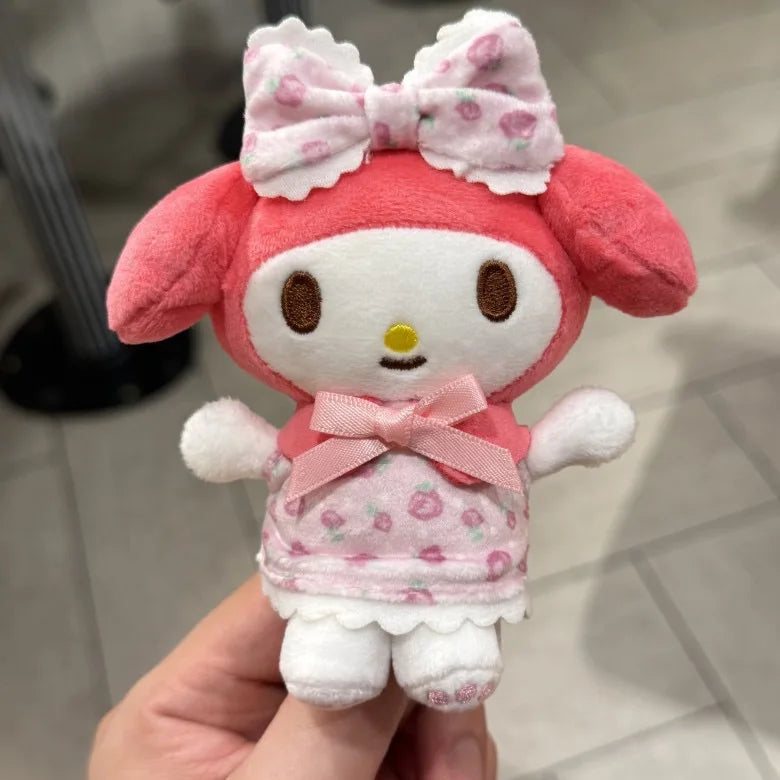 Cartoon My Melody Kawaii Lolita Doll Sweet White Strawberry Plush Toy Keychain 50Th Anniversary Bag Decoration Pendant Gifts