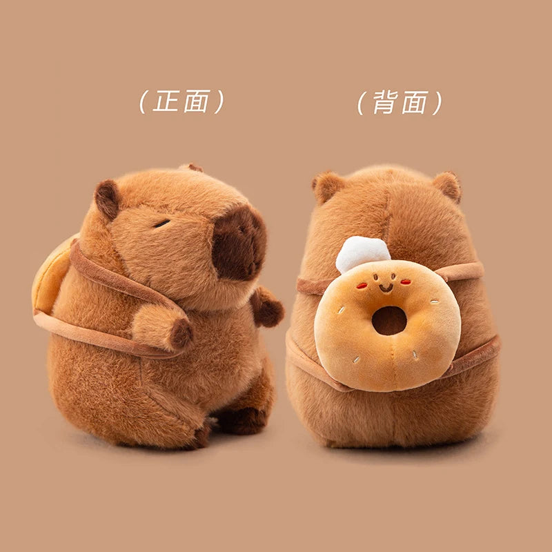 22cm 32cm Amusing Food Capybara Plush Toys Stuffed Capibara With Mini Bagel Crossiant Baguette Chip Bread Soft Doll Perfect Gift