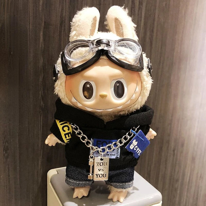 Cool Mini 17cm Labubu Clothes Plush Hoodie Idol Dolls Jumpsuit Fashion Clothing for Korea Kpop Exo Fans Overalls Accessories