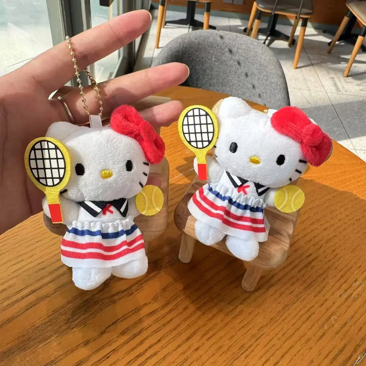 Hello Kitty Tennis Kawaii Plush Toys Backpack Pendant Decorative Keychain Cute Boys Girls Creative Birthday Gifts