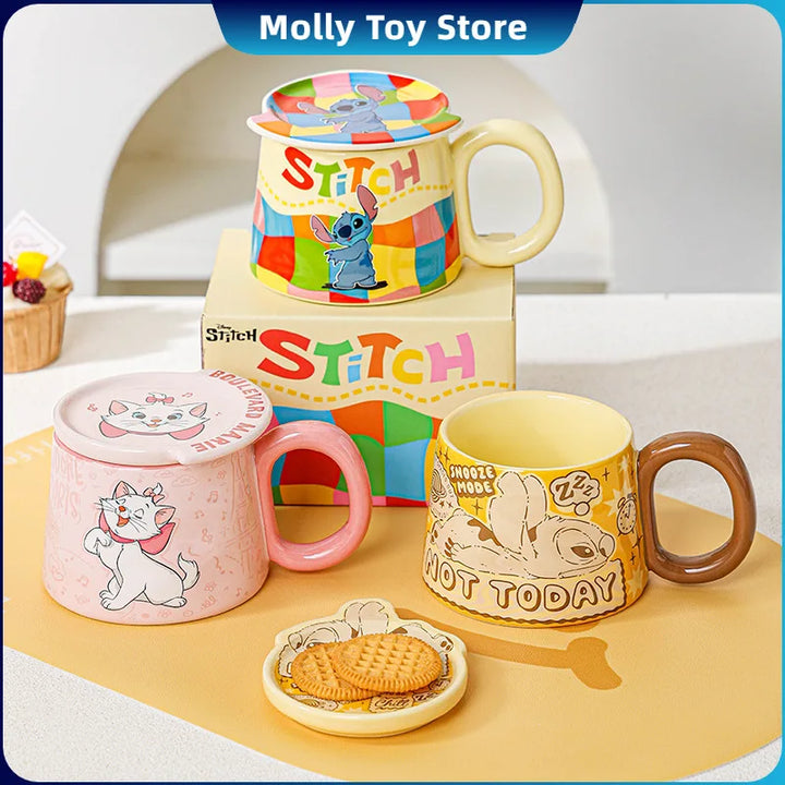 Disney Mickey Marie Cat Peripherals Ceramic Mug Cartoon Cute High-Capacity Milk Water Cup Festive Gifts Party Decor Gift