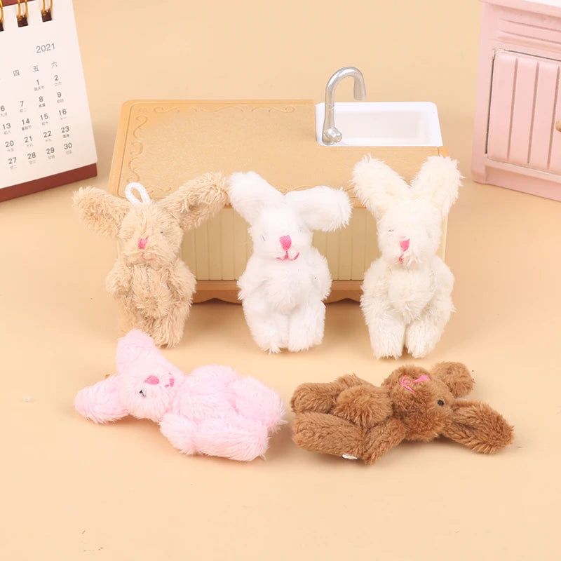5.5CM Cute Rabbit Plush Toy Cartoon Bunny Pendant Soft Stuffed Doll Keychain Backpack Bag Key Ring Decor Dollhouse Decor Doll