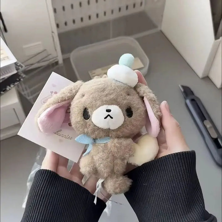 NEW Sugarbunnies Mascot Plush Keychain Shirousa Kurousa With Heart Cute Keychains Chain Keyring Keyholder Bag Pendant Toy Doll