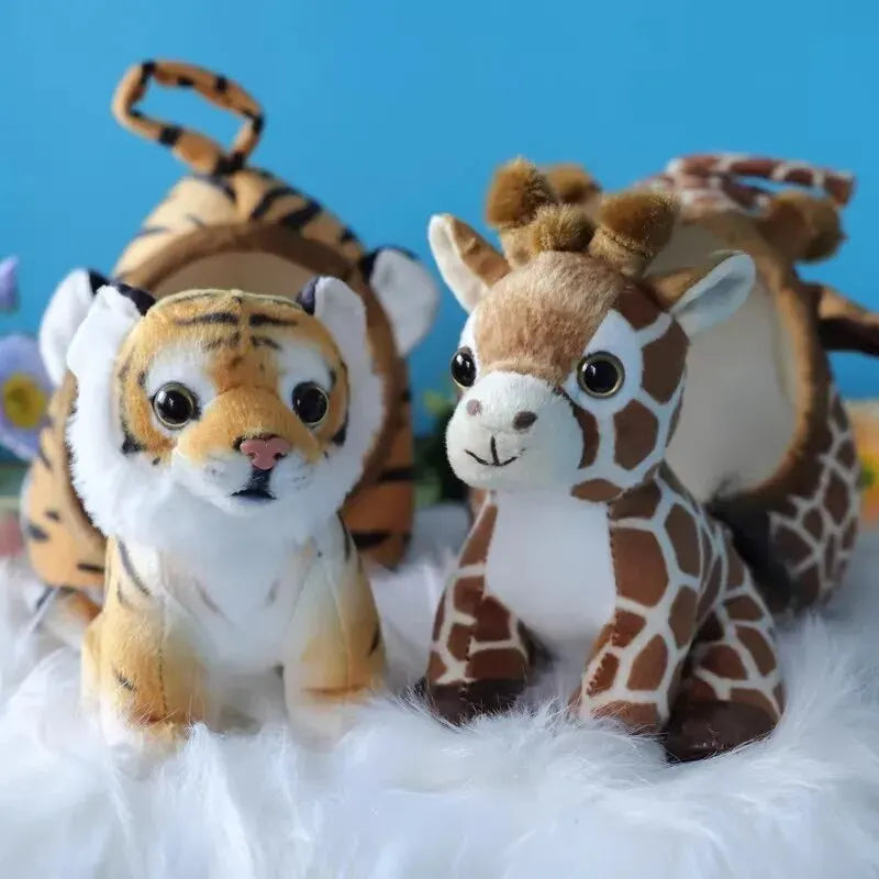 Lifelike Tiger Deer House Plush Toys Stuffed Forest Animals Nest Kawaii Doll Plushies Home Decor Christmas Gifts For Children