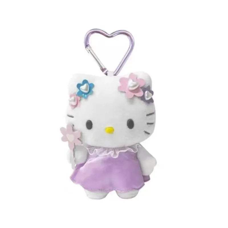 Kawaii Sanrio Hello Kitty Unicorn Black Skin Mermaid Telescopic Plush Keychain Backpack Pendant Decoration Girl Birthday Gift