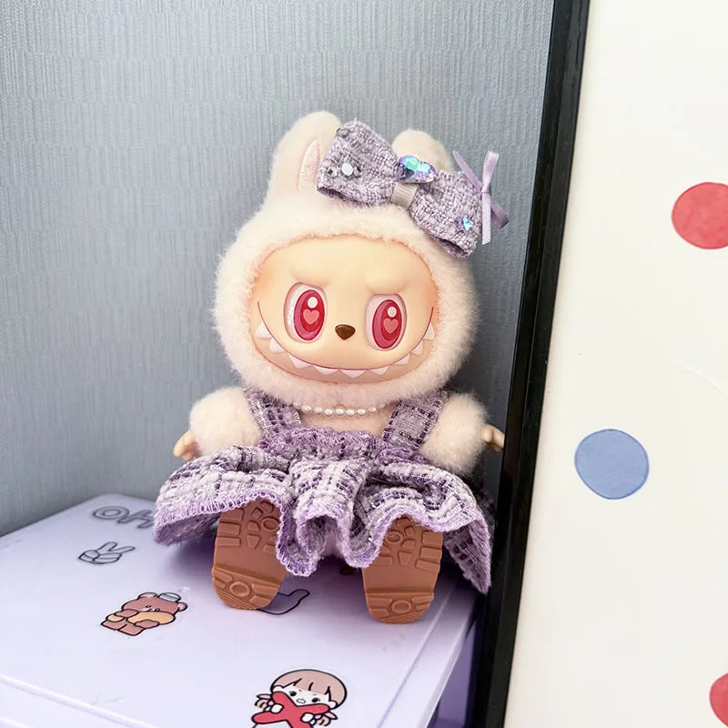 1st 2nd 3rd Gen Keychain Labubu Outfit Pendant Chic Lady Style Fragrant Wind Skirt Set for Labubu Doll and All 15/17cm Doll