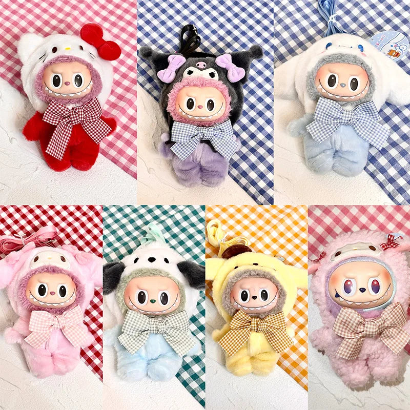 Hot Jumpsuit Kuromi Hello Kitty my sweet piano For LabubuClothes Crossbody Bag Labubu Outfit Cotton Doll Dress Hat Accessories