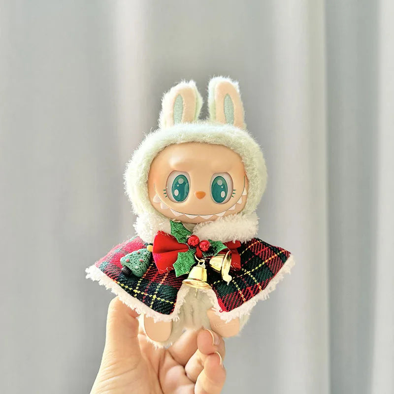 17cm Labubu I II Idol Dolls Clothes Bell Shawl Outfit Christmas Cape Snowman Deer Korea Kpop Exo Clothing Plush Doll'S Clothes